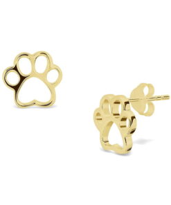 Srebrne pozłacane kolczyki w kształcie psiej łapki | złote