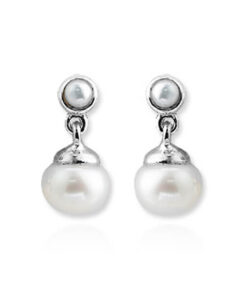 Srebrne piękne kolczyki z wiszącą perełką