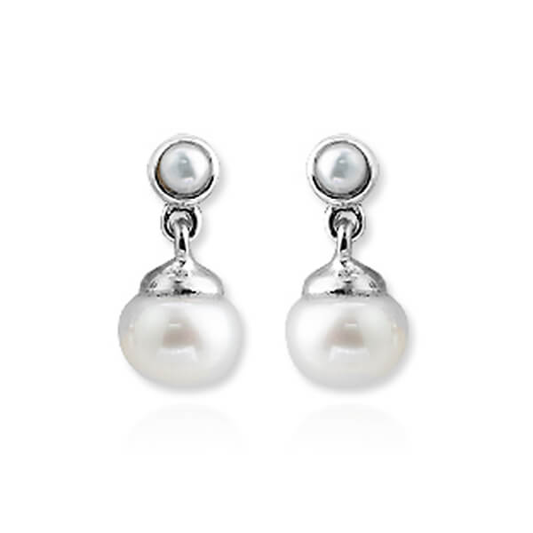 Srebrne piękne kolczyki z wiszącą perełką