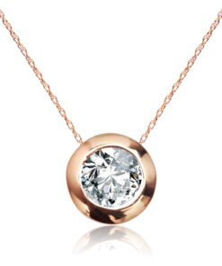 Naszyjnik celebrytka w różowym złocie z brylantem 0,15ct