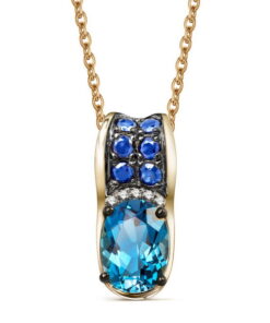 Wisiorek złoty z diamentami, topazem i szafirami