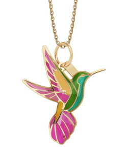 Złoty wisiorek kolorowy koliber - WZC6211