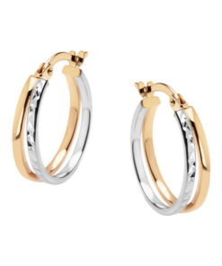 Złote kolczyki z dwukolorowego złota próby 333