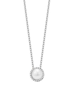 Srebrny naszyjnik z naturalną perłą i cyrkoniami