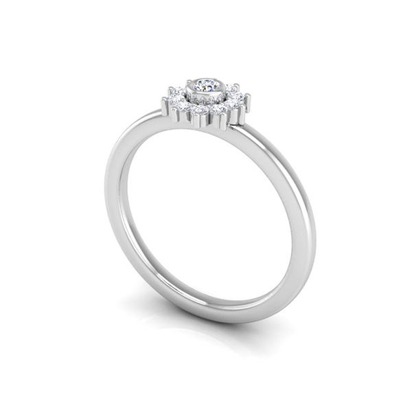 Delikatny pierścionek z brylantami w białym złocie