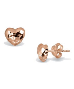 Srebrne pozłacane kolczyki serduszka | różowe złoto