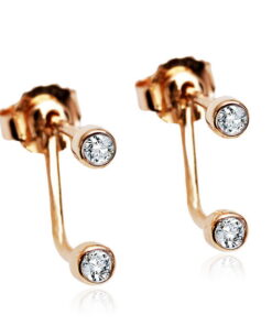 Niezwykłe podwójne kolczyki z różowego złota z brylantami