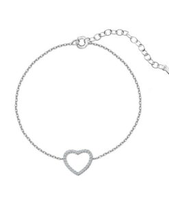 Srebrna bransoletka serce z cyrkoniami - BSC6309