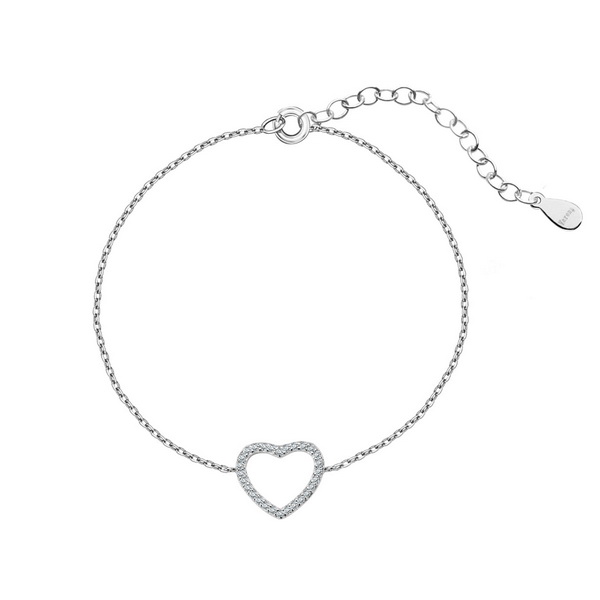 Srebrna bransoletka serce z cyrkoniami - BSC6309