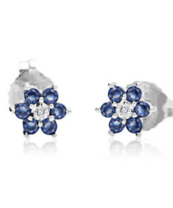 Kolczyki kwiatki z szafirami i diamentami KBD0500S