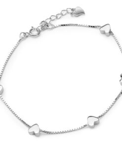 Alternatywny widok Srebrna regulowana bransoletka z serduszkami - BSC5823
