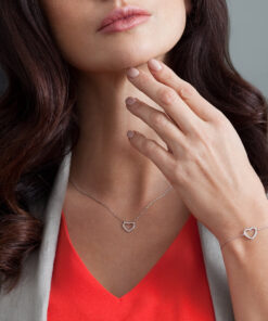 Alternatywny widok Srebrna bransoletka serce z cyrkoniami - BSC6309