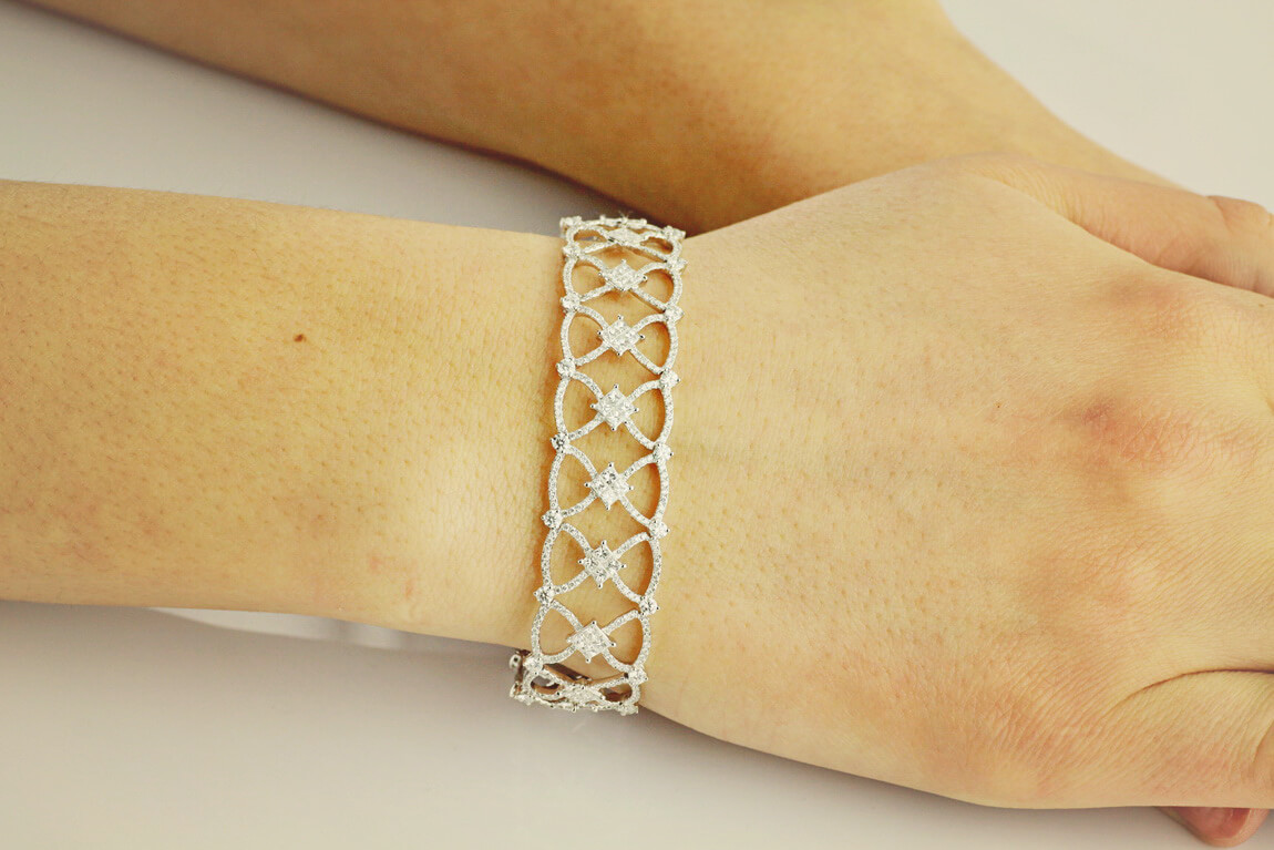 Exclusive | Ażurowa przepiękna bransoletka z brylantami - DDB0661 - obrazek 2