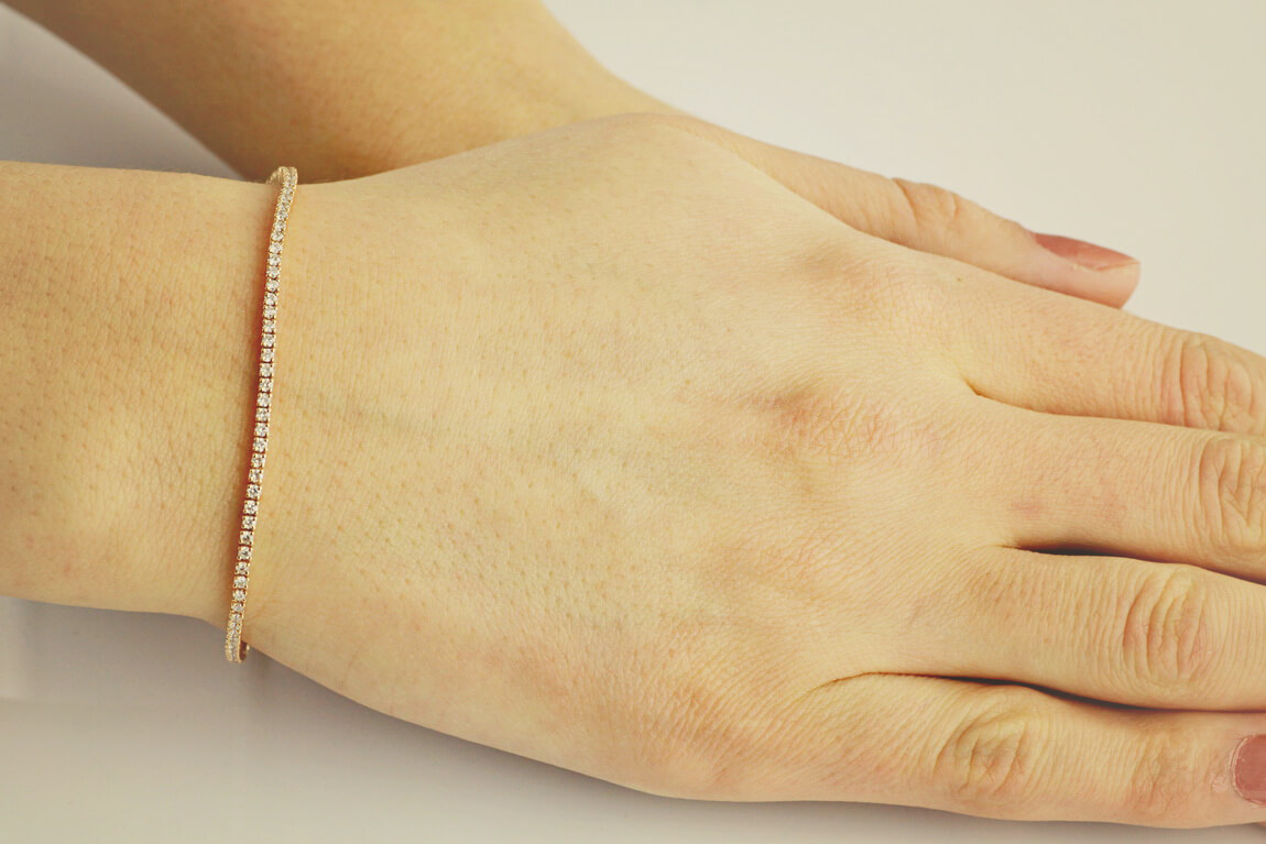 Exclusive | złota bransoletka tenisowa z diamentami - 750 - DDB0699 - Obrázek 2