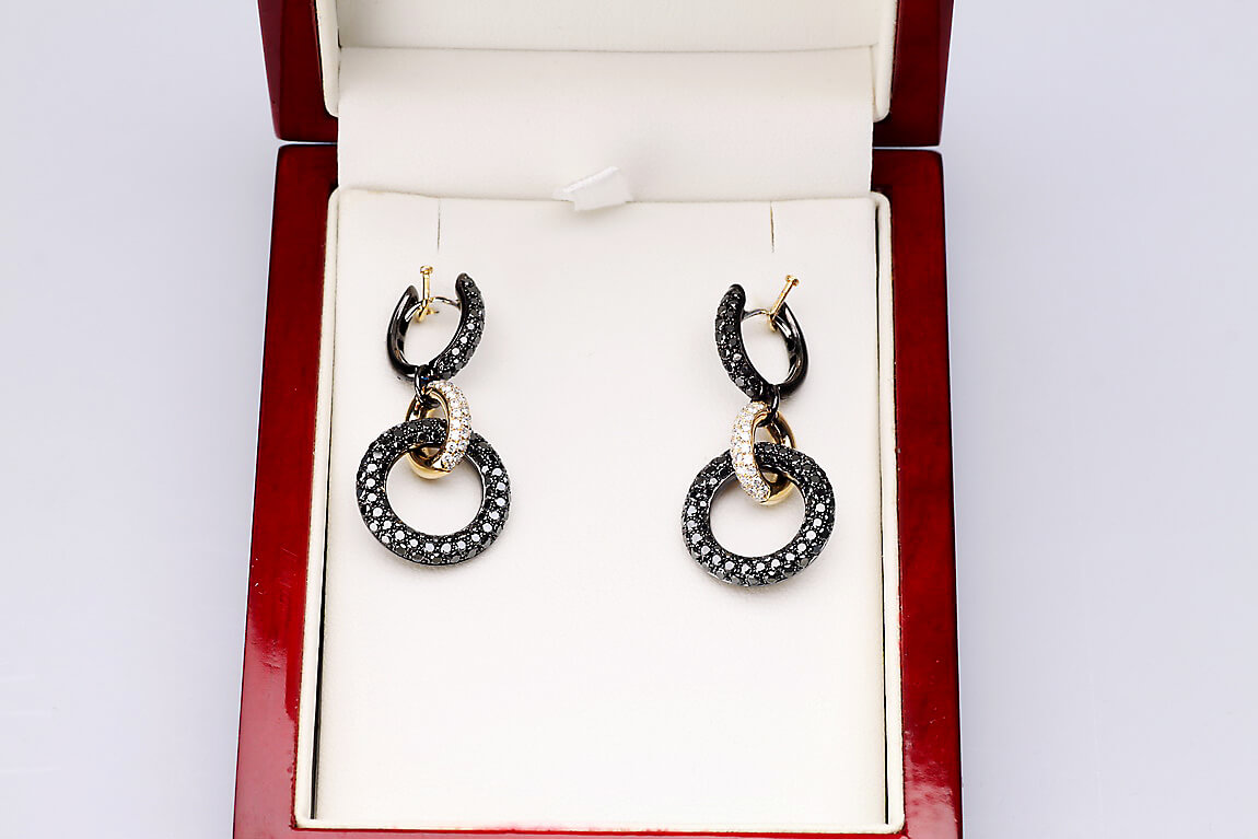 Exclusive | kolczyki z czarnego i żółtego złota z diamentami - obrazek 3