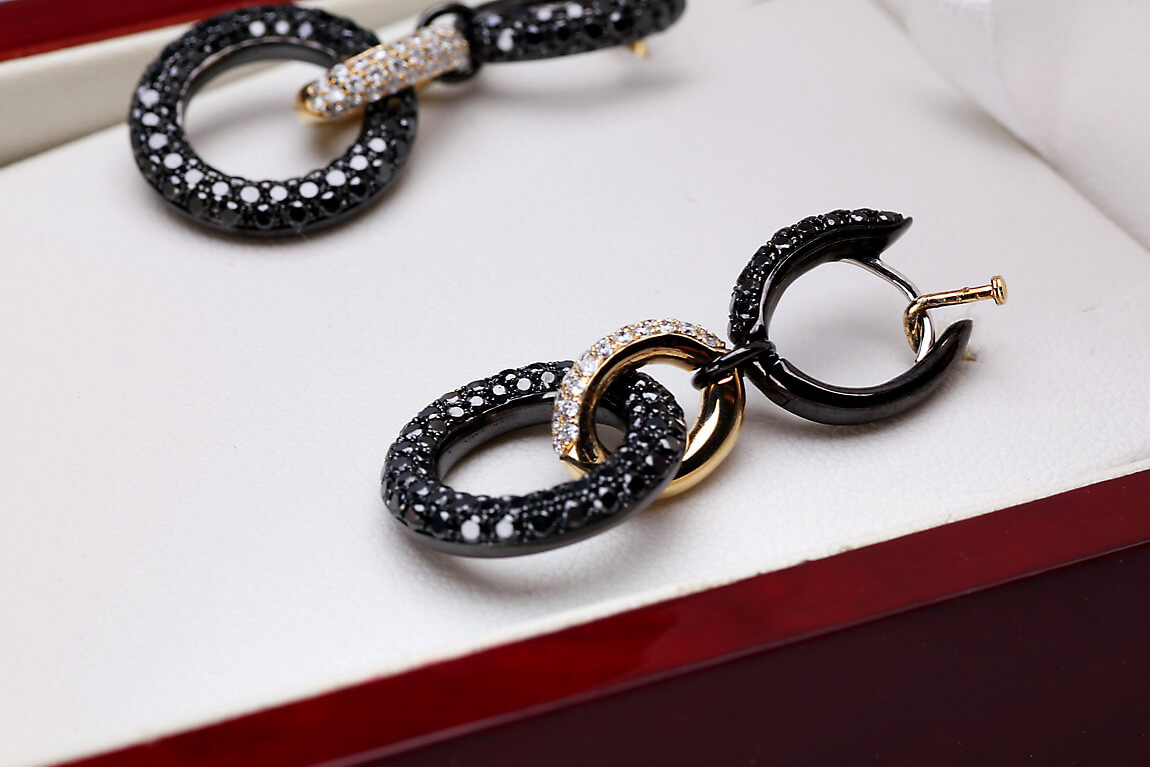 Exclusive | kolczyki z czarnego i żółtego złota z diamentami - obrazek 7