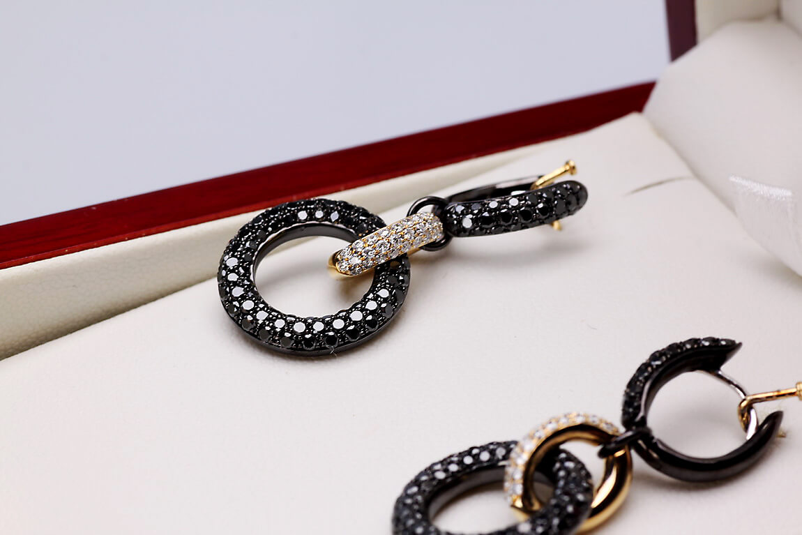 Exclusive | kolczyki z czarnego i żółtego złota z diamentami - obrazek 8