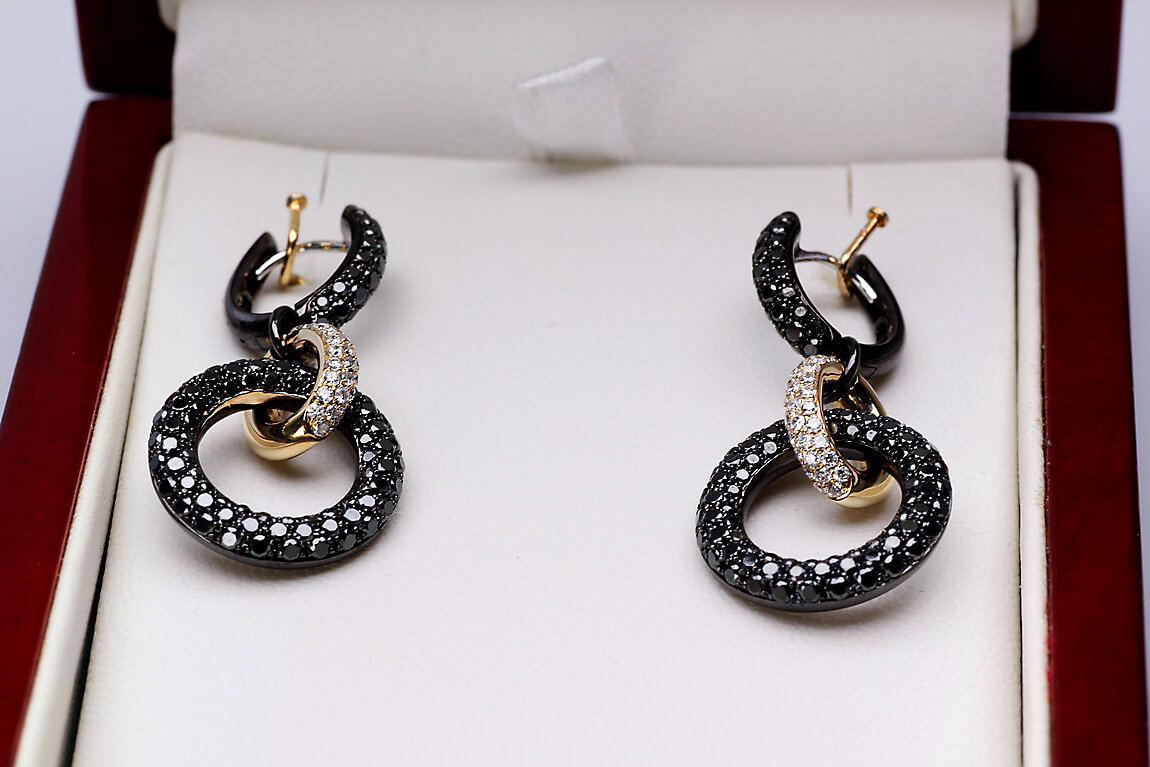 Exclusive | kolczyki z czarnego i żółtego złota z diamentami - obrazek 9