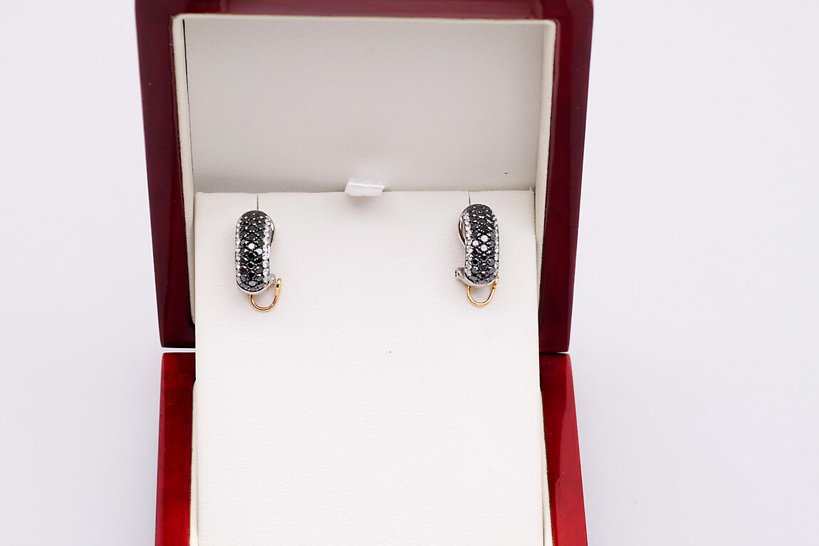 Exclusive | kolczyki z białego złota z czarnymi diamentami - Obrázek 2