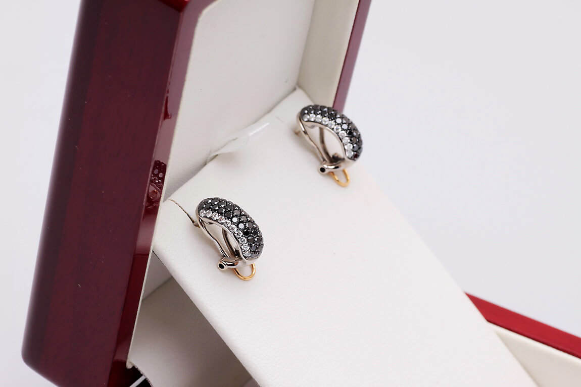 Exclusive | kolczyki z białego złota z czarnymi diamentami - Obrázek 4