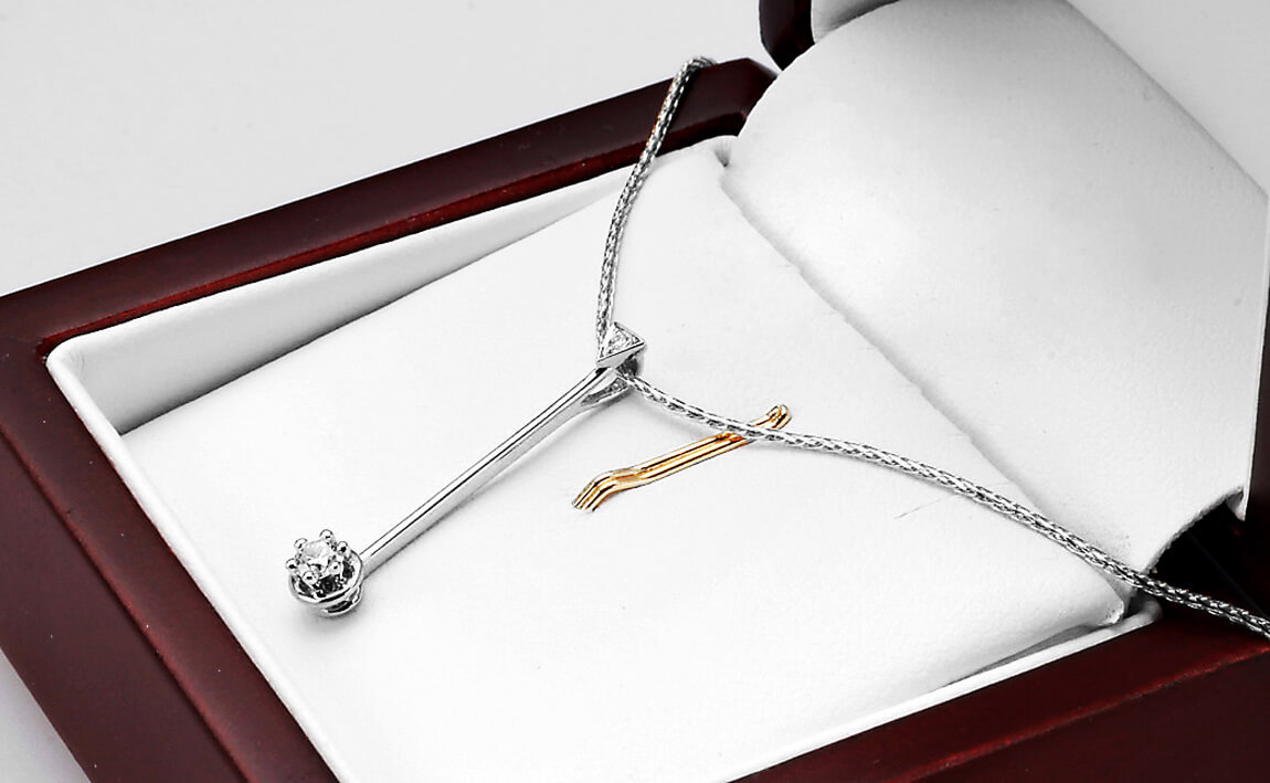 Exclusive | piękny długi wisiorek z dwoma brylantami w 18-karatowym złocie – Bild 3