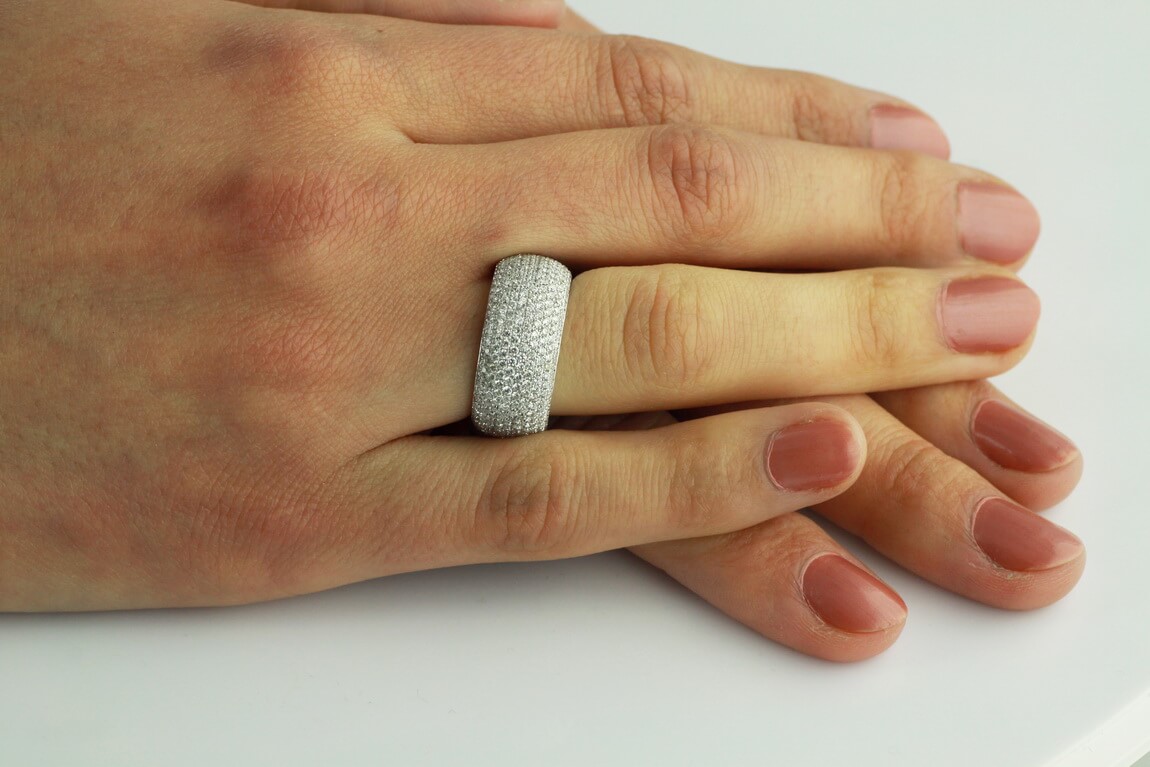 Exclusive | szeroki dostojny pierścionek z białego złota 750 z brylantami - Image 7