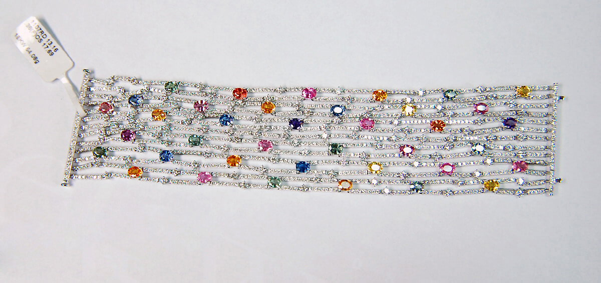 Exclusive | Szeroka bransoleta z kolorowymi szafirami - DSB0184 - Image 2