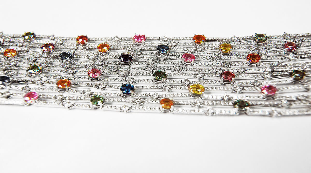 Exclusive | Szeroka bransoleta z kolorowymi szafirami - DSB0184 - Image 4