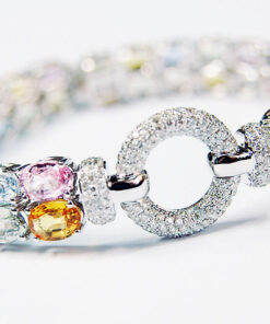 Alternatywny widok Exclusive | Piękna bransoleta brylantowa z kolorowymi szafirami - DSB0292