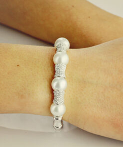 Alternatywny widok Exclusive | Otwarta bransoleta z perłami i brylantami - DSB0374