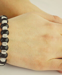 Alternatywny widok Exclusive | Piękna bransoletka z onyksem i brylantami - DSB0544