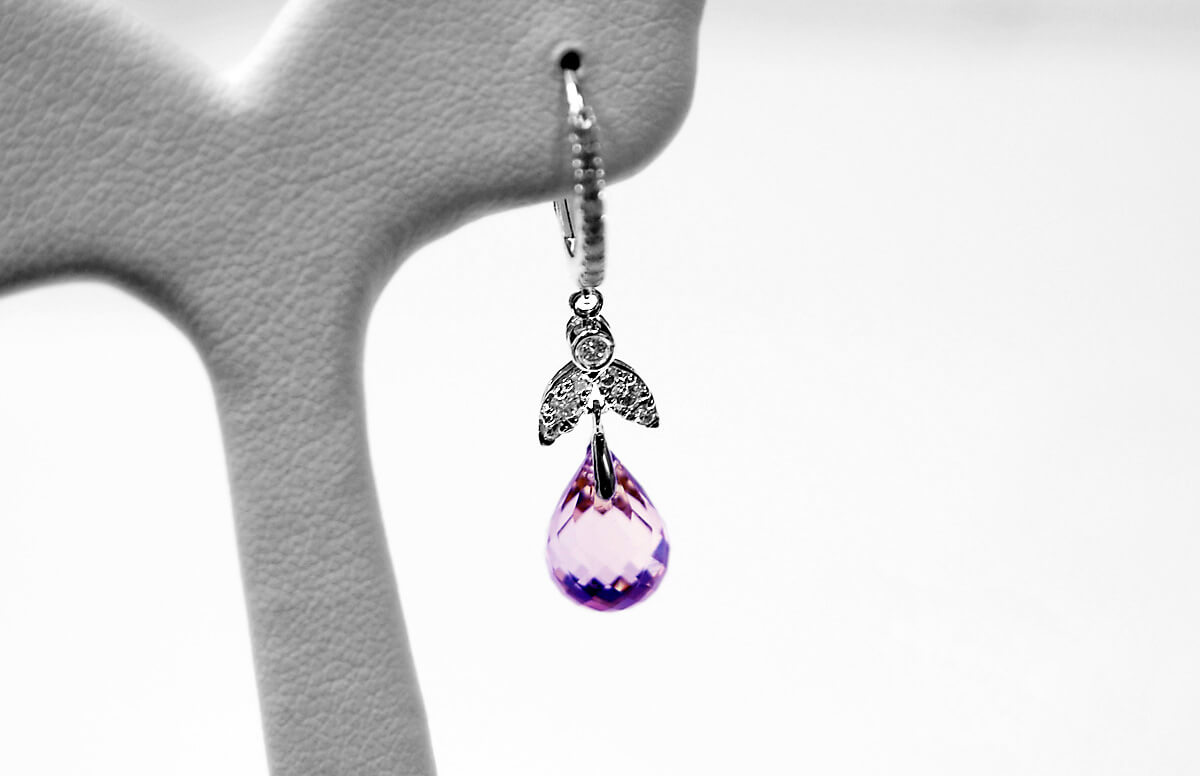 Exclusive | Piękne brylantowe kolczyki wiszące z ametystem - obrazek 2