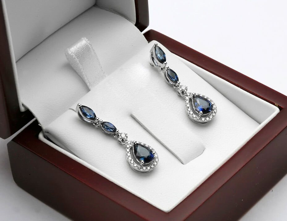 Exclusive | Przepiękne długie brylantowo szafirowe kolczyki - Image 5