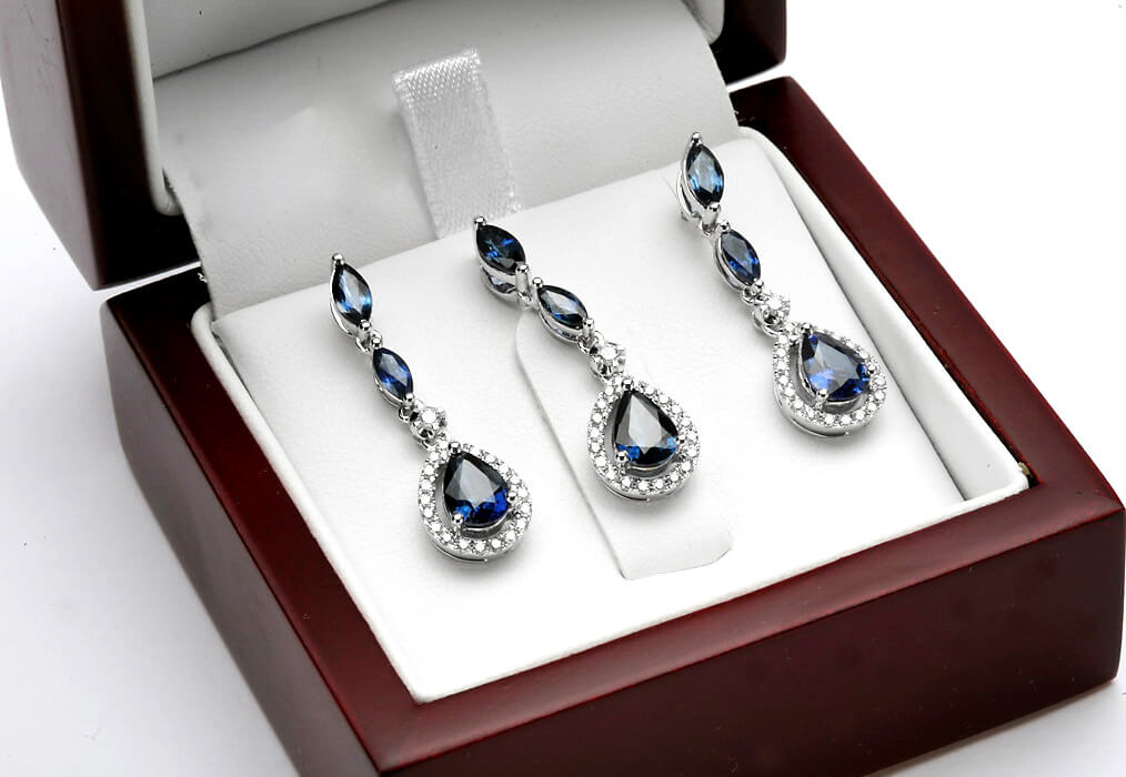 Exclusive | Przepiękne długie brylantowo szafirowe kolczyki - Image 7
