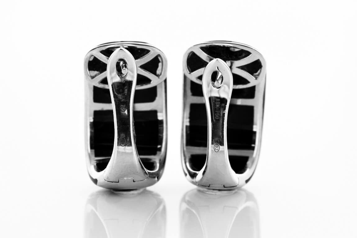 Exclusive | czarne kolczyki brylantowe z laką na klips - obrazek 5