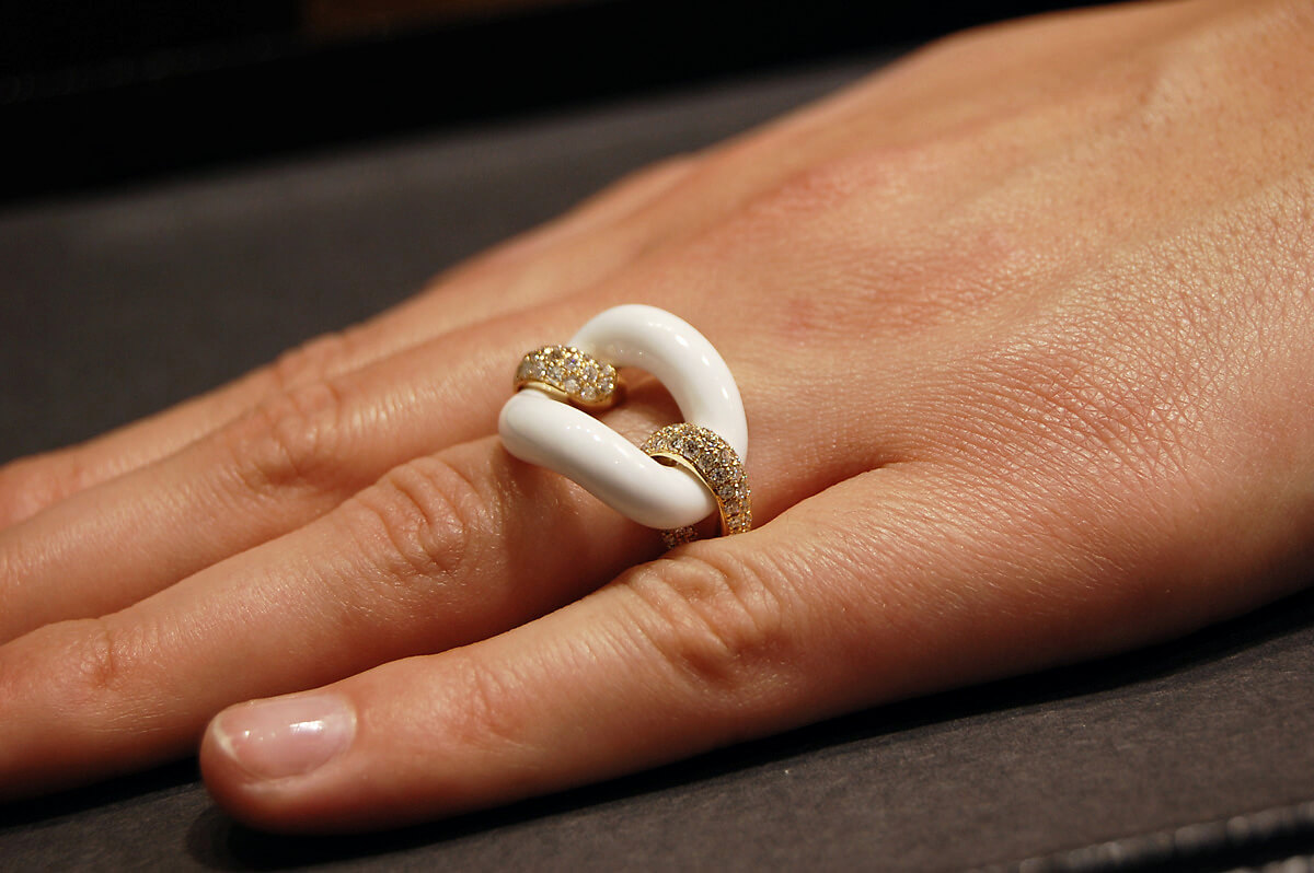 Exclusive | pierścionek 18-karatowe złoto z agatem i brylantami – Bild 3