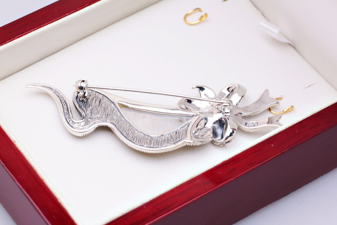 Broszka srebrna z masą perłową i markazytami – Bild 4