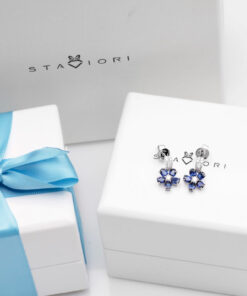 Alternatywny widok Exclusive | Piękne brylantowe kolczyki kwiaty z szafirami