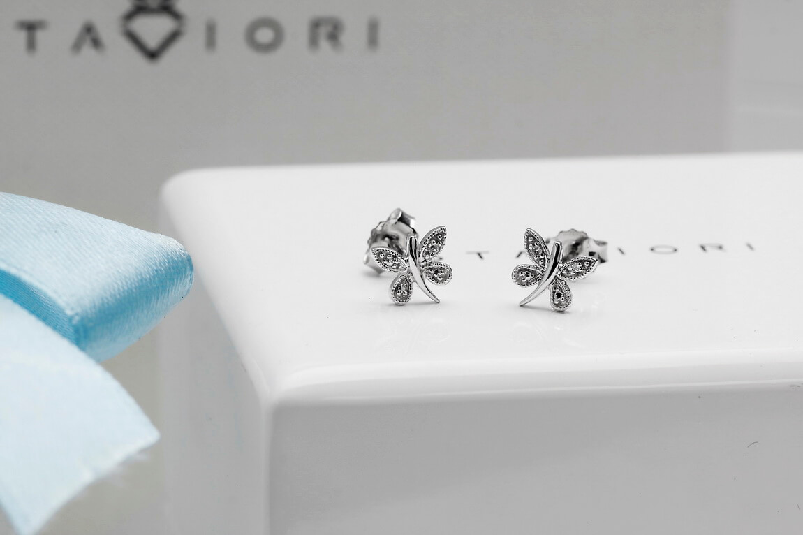 Kolczyki motylki z diamentami w białym złocie - Obrázek 6