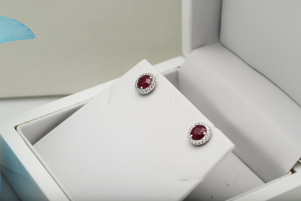 Kolczyki z rubinami i diamentami - KBD3830R - obrazek 7