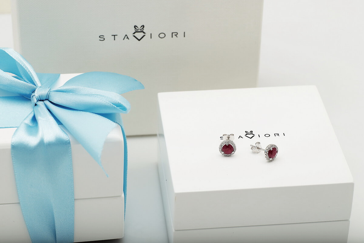 Kolczyki z rubinami i diamentami - KBD3830R - obrazek 8