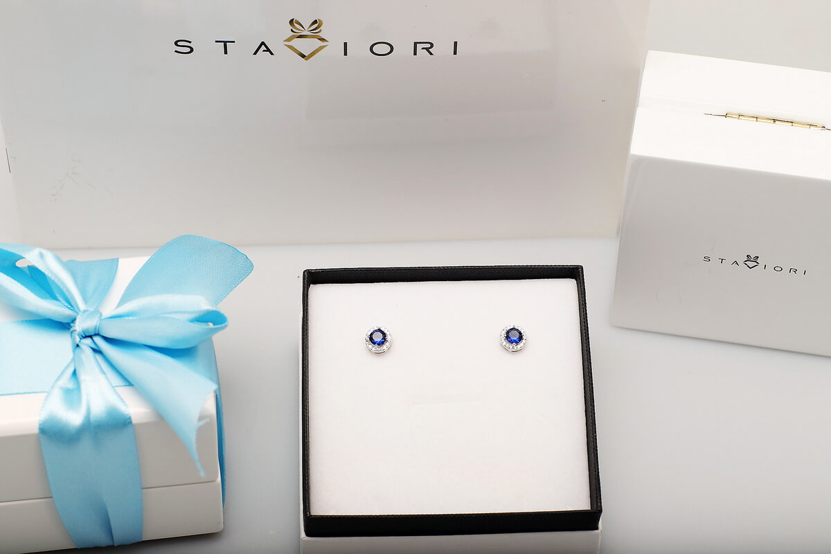 Srebrne kolczyki z niebieską cyrkonią - KDK5330 - Image 2