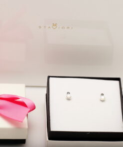 Alternatywny widok kolczyki srebrne z masą perłową i markazytami