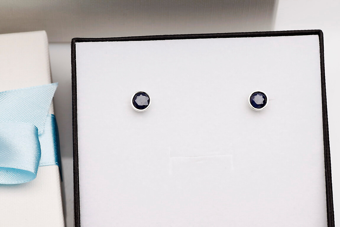Srebrne kolczyki z naturalnymi szafirami - KDS4394S - Obrázek 3