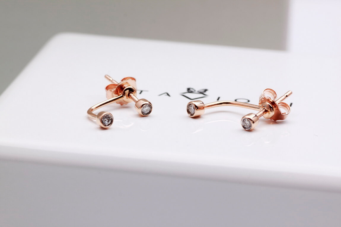 Staviori Must Have | niezwykłe kolczyki z różowego złota z brylantami - dwu częściowe - Obrázek 5