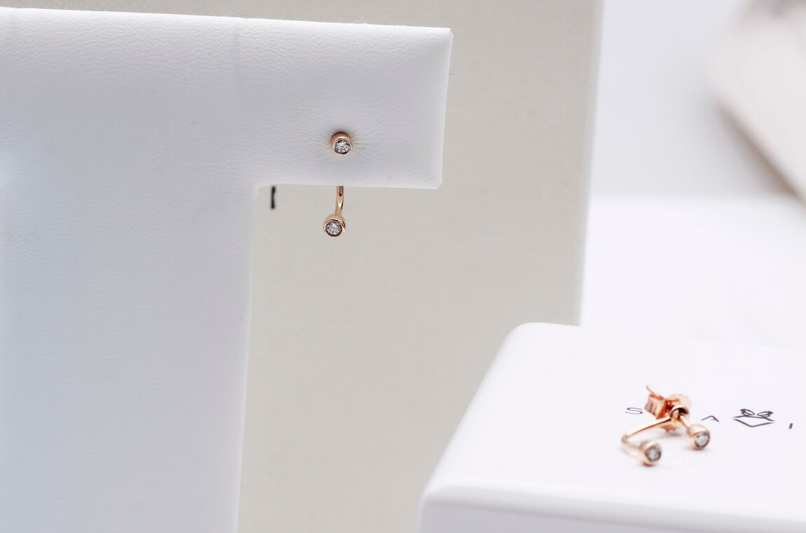 Staviori Must Have | niezwykłe kolczyki z różowego złota z brylantami - dwu częściowe - Obrázek 8