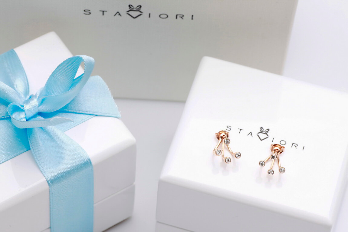 Staviori Must Have | niezwykłe kolczyki dwu częściowe z brylantami w różowym złocie - Image 3