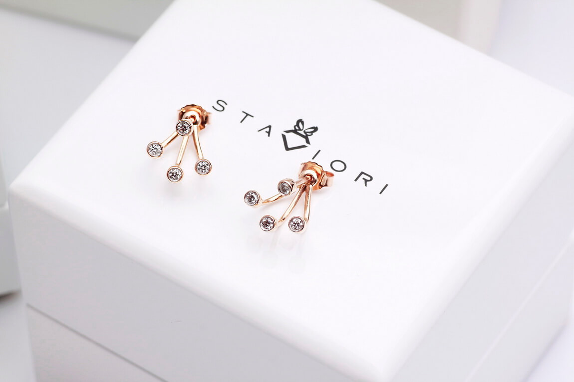 Staviori Must Have | niezwykłe kolczyki dwu częściowe z brylantami w różowym złocie - Image 4