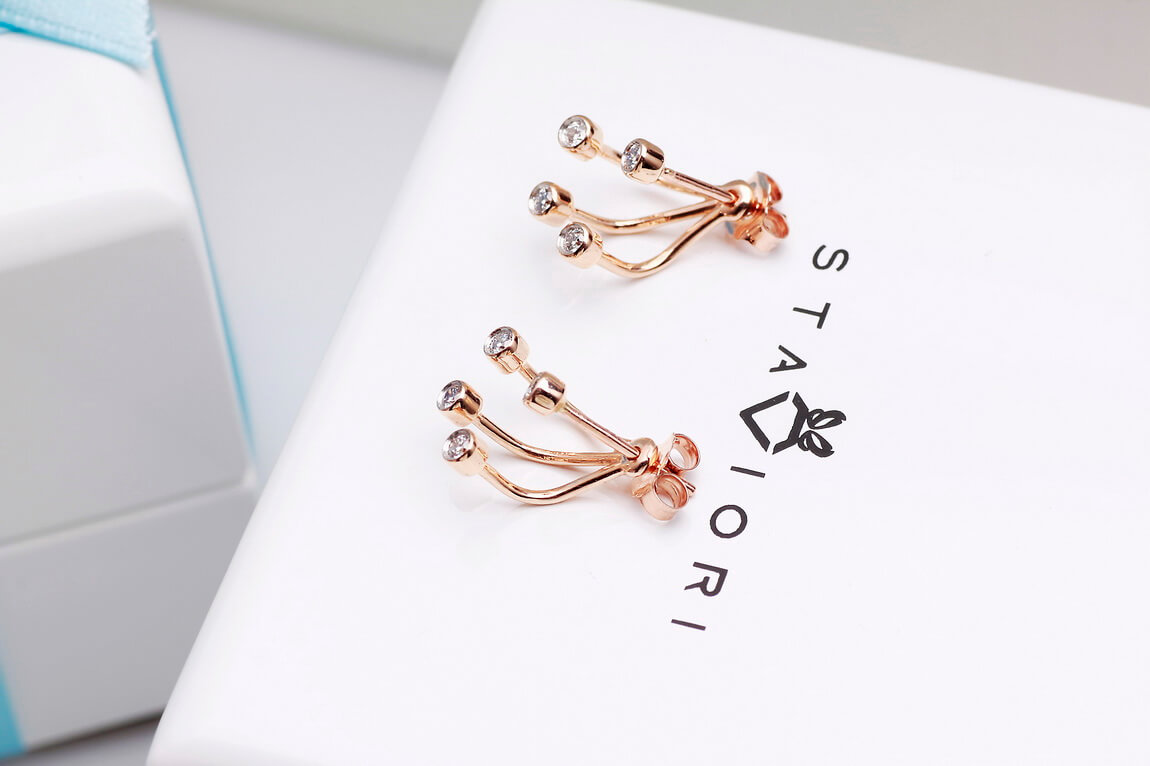 Staviori Must Have | niezwykłe kolczyki dwu częściowe z brylantami w różowym złocie - Image 7