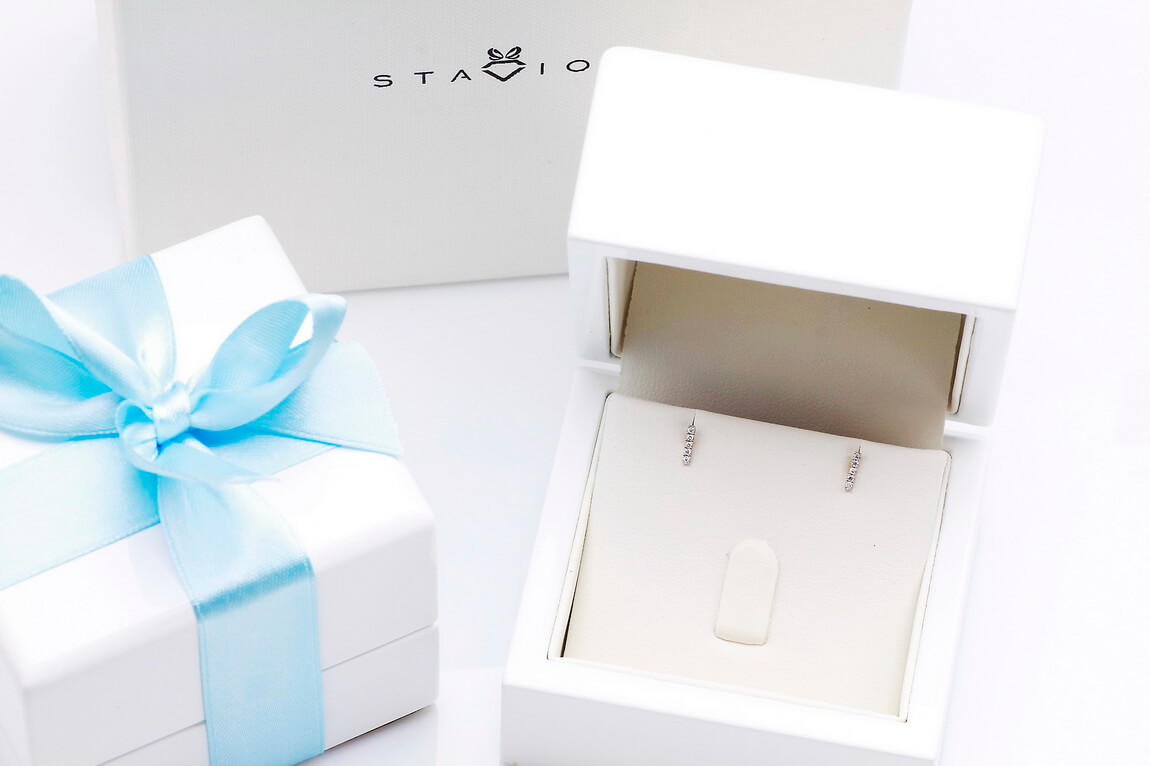 Staviori must have | przepiękne kolczyki diamentowe proste podłużne, różowe złoto 585 - Obrázek 4